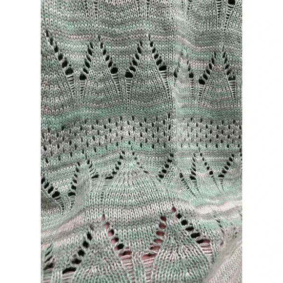 Takeout Women's V-Neck Hollow Knit Cardigan Sweater Green Size M - Picture 6 of 8